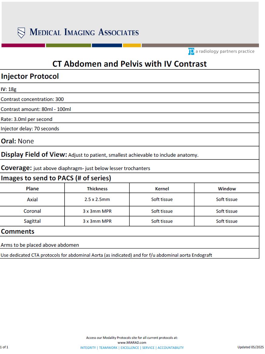 CT Abdomen and Pelvis with IV Contrast